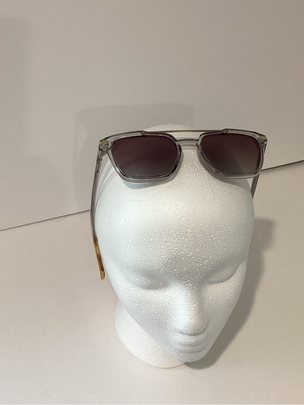 CONNOR Clear Frame Sunglasses with Brown Gradient Lenses and Gold Temples